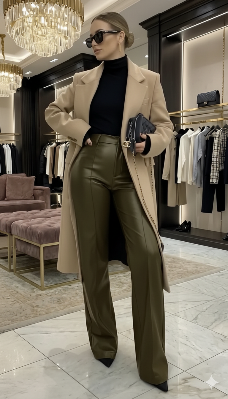 pantalon élégant femme en cuir